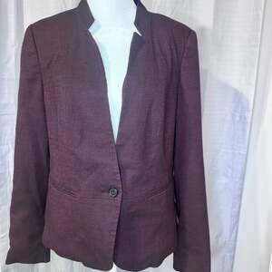 Worthington Purple  Textured Collarless One-Button Blazer Jacket